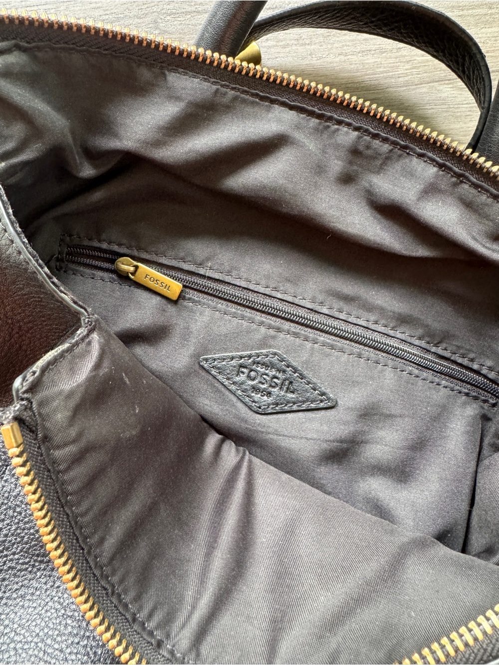 Fossil Black Leather Backpack with Gold Hardware - Picture 4 of 9